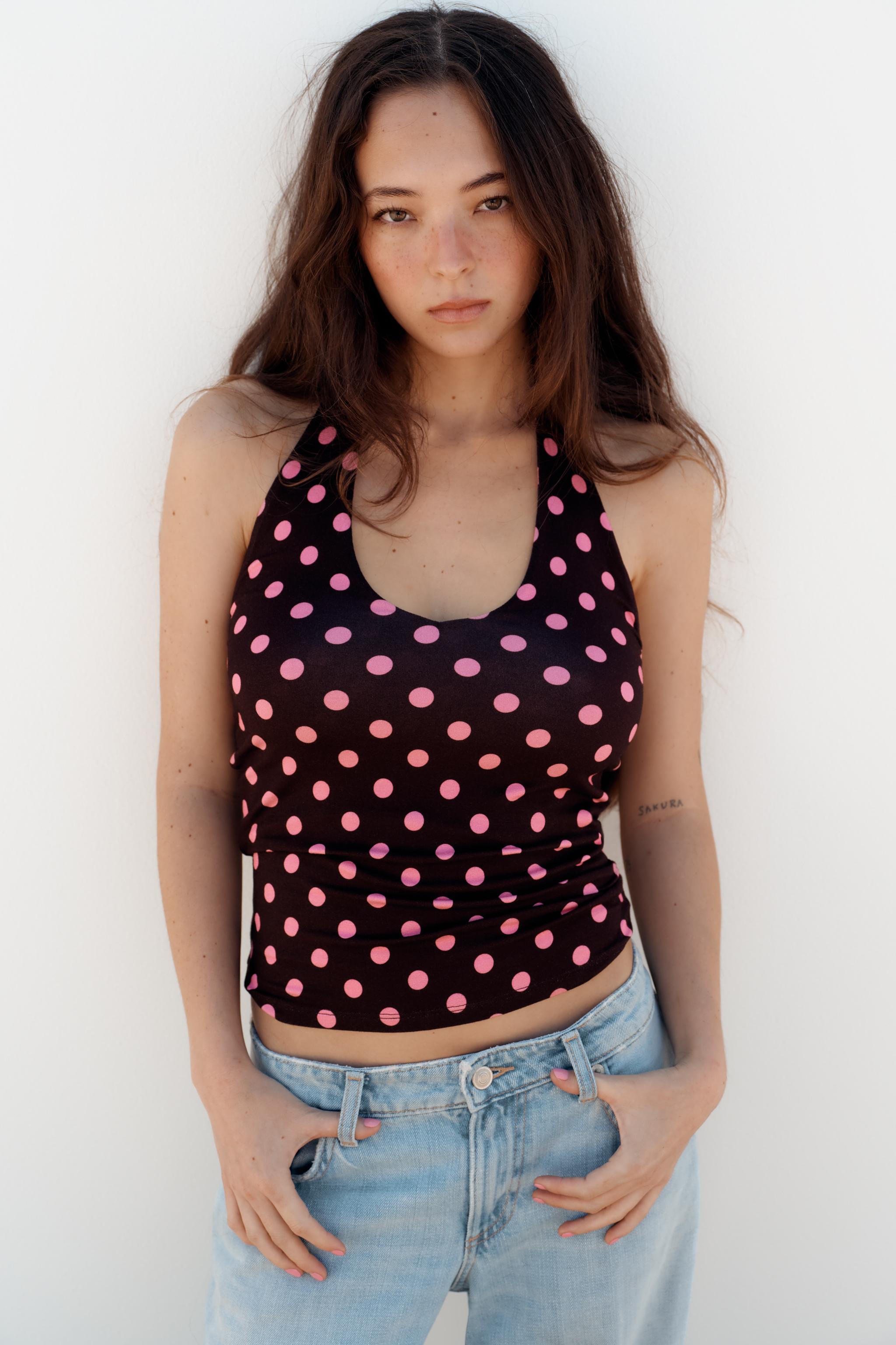 TOP HALTER À POIS